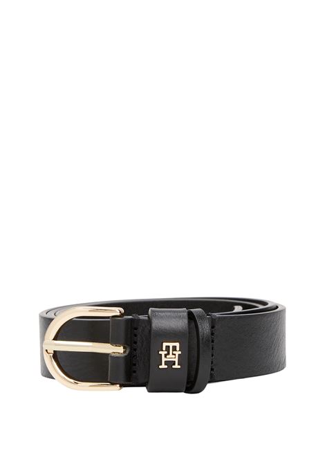 Cintura Essential in pelle con monogramma TH Tommy Hilfiger | AW0AW16836BDS